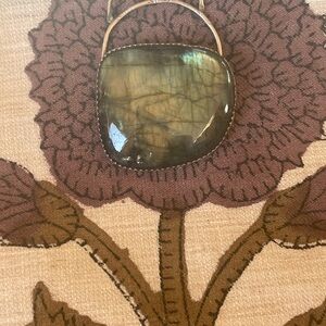 Huge flashy, labradorite, pendant artisan made sterling silver and brass